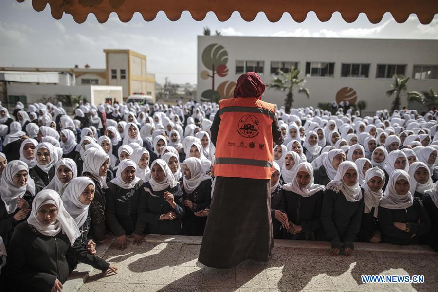 MIDEAST-GAZA STRIP-NUSEIRAT-EVACUATION-TRAINING