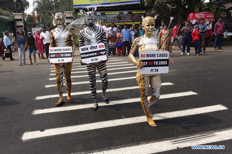 INDIA-KOLKATA-PETA PROTEST