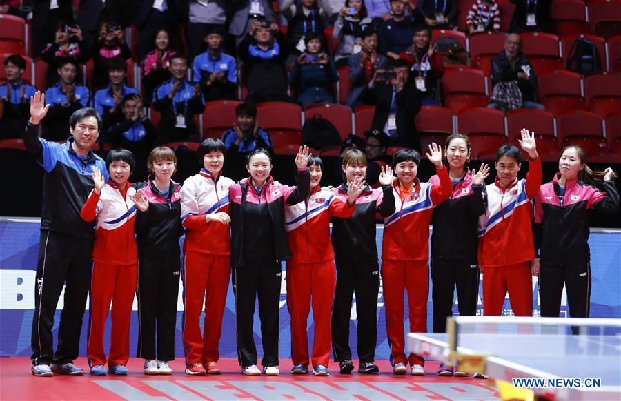 (SP)SWEDEN-HALMSTAD-ITTF WORLD TEAM CHAMPIONSHIPS 2018-DAY 5-DPRK AND SOUTH KOREA