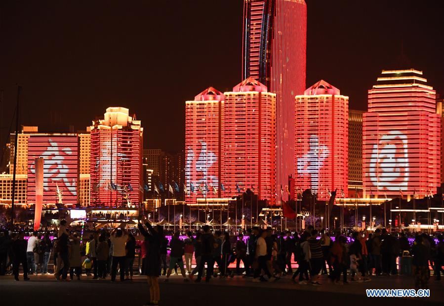 CHINA-QINGDAO-NATIONAL DAY-LIGHT SHOW (CN)