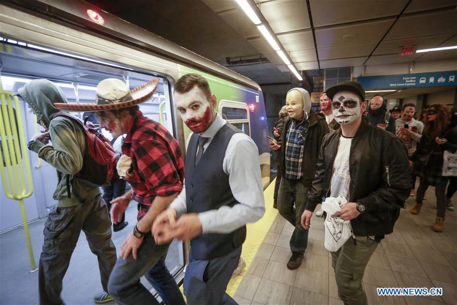 CANADA-VANCOUVER-HALLOWEEN-SKYTRAIN PARTY