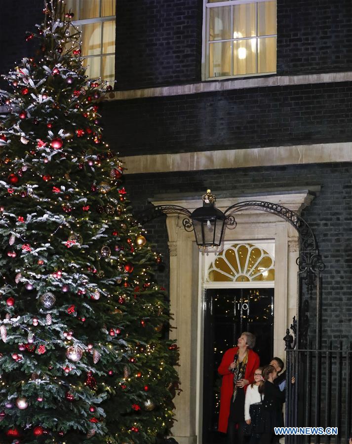 BRITAIN-LONDON-THERESA MAY-CHRISTMAS TREE LIGHT-SWITCH ON