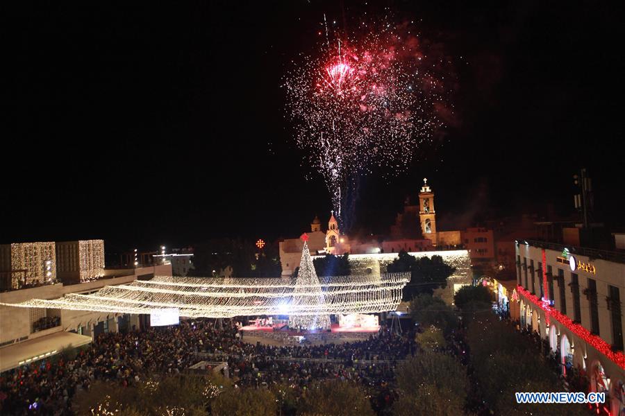 MIDEAST-BETHLEHEM-CHRISTMAS TREE-LIGHTING