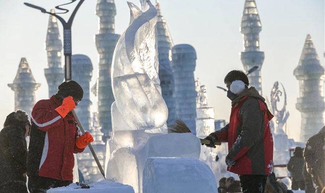 Highlights of international ice sculpture competition in Harbin