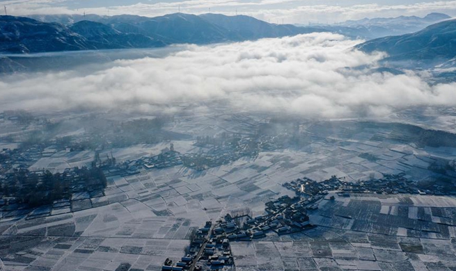 Winter scenery in Xianfeng Village of Butuo County, China's Sichuan