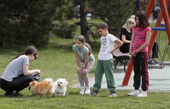 People enjoy warm spring day in Belgrade, Serbia