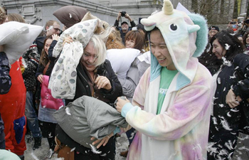 Hundreds take part in massive pillow fight in Vancouver