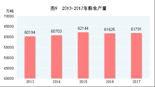 （圖表）[兩會(huì)·2017年統(tǒng)計(jì)公報(bào)]圖9：2013-2017年糧食產(chǎn)量