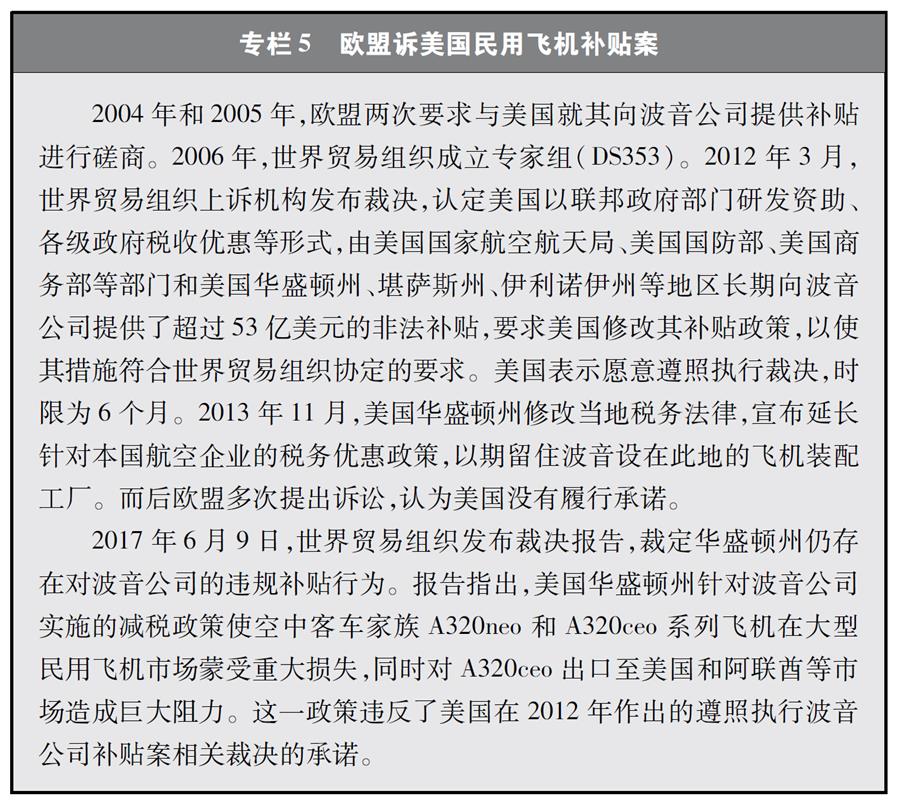 （圖表）[“中美經(jīng)貿(mào)摩擦”白皮書]專欄5 歐盟訴美國民用飛機(jī)補貼案