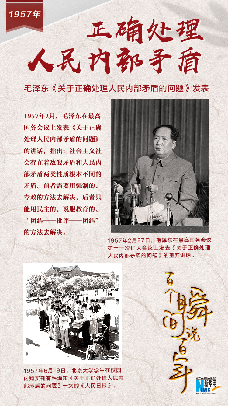 1957，正確處理人民內(nèi)部矛盾